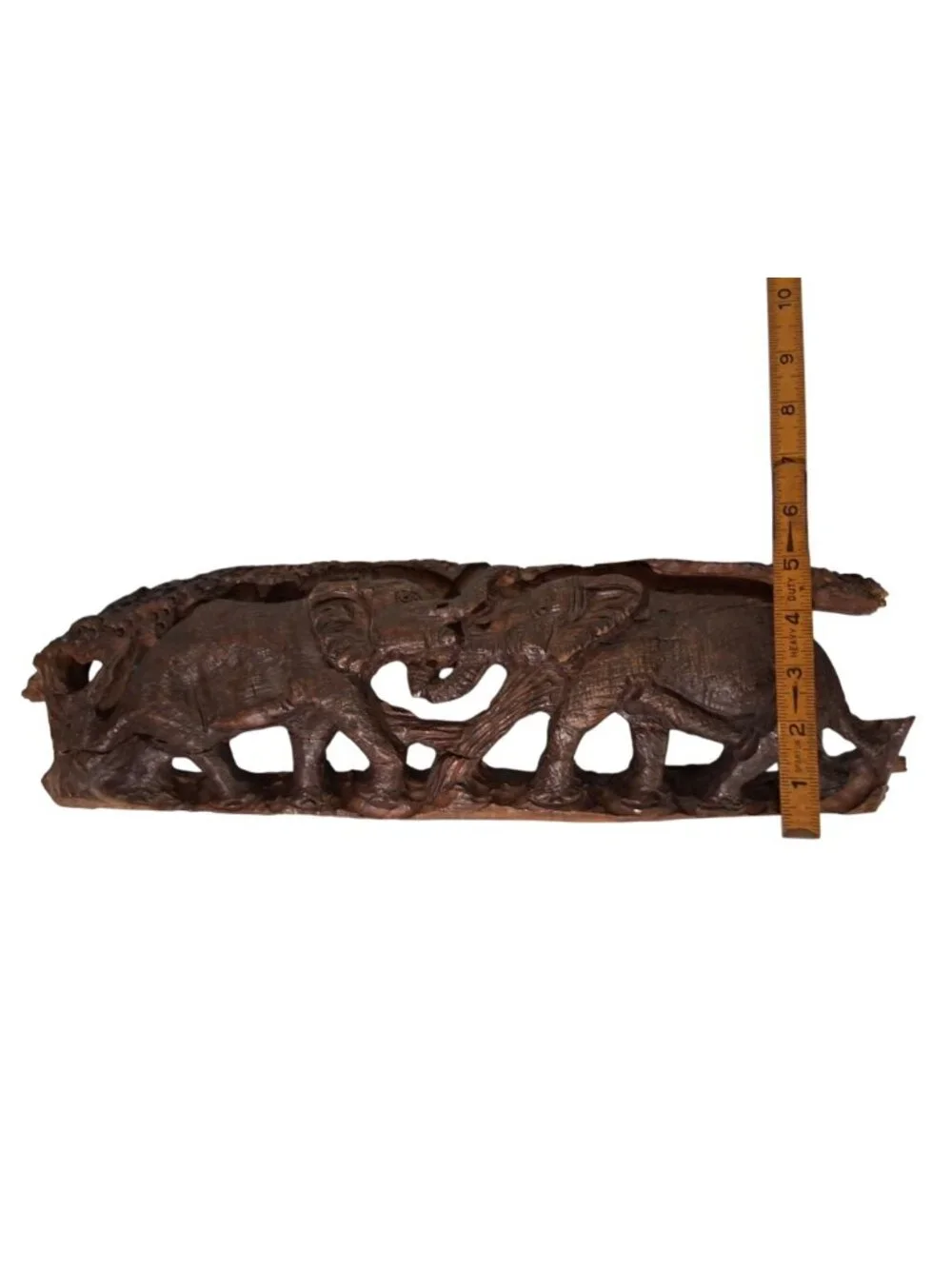 Hand Carved Wooden Elephant Stand Alone Or Wall Art